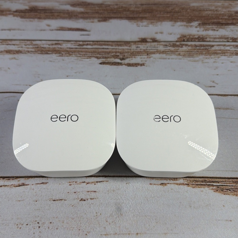 2× Eero Mesh J010001 AC Dual‑Band Wi‑Fi 5 Router Bundle No Power Adapters — Used